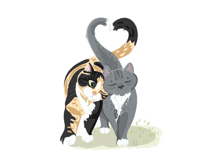 Ilustracion mostrando gatos contentos por visita del veterinario a domicilio